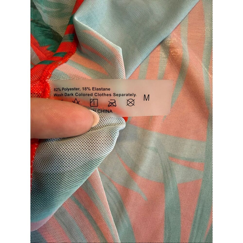 Bali Studio Women's One Piece Swimsuit Cover Skirt Set Teal Red Orange Medium/14 - Picture 5 of 12